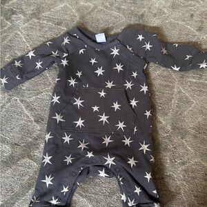 Nordstrom Gray and White Starry Footies One Piece